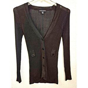 Banana Republic Black Long Sleeve Ribbed Button Front Cardigan Size S EUC